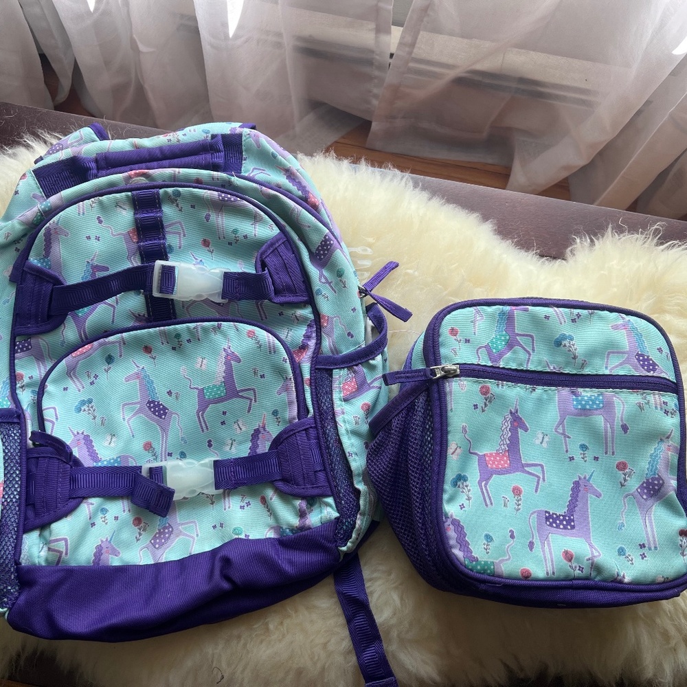 Pottery Barn Kids Mackenzie Unicorn Backpack & lunchbox